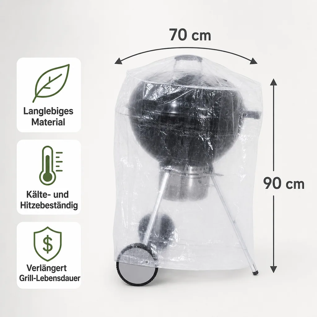 Grill Abdeckhaube, Grill Abdeckung rund, transparent 70x90cm
