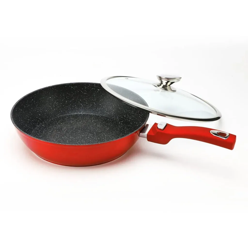 Wokpfanne - mit Deckel - 30cm - Rot