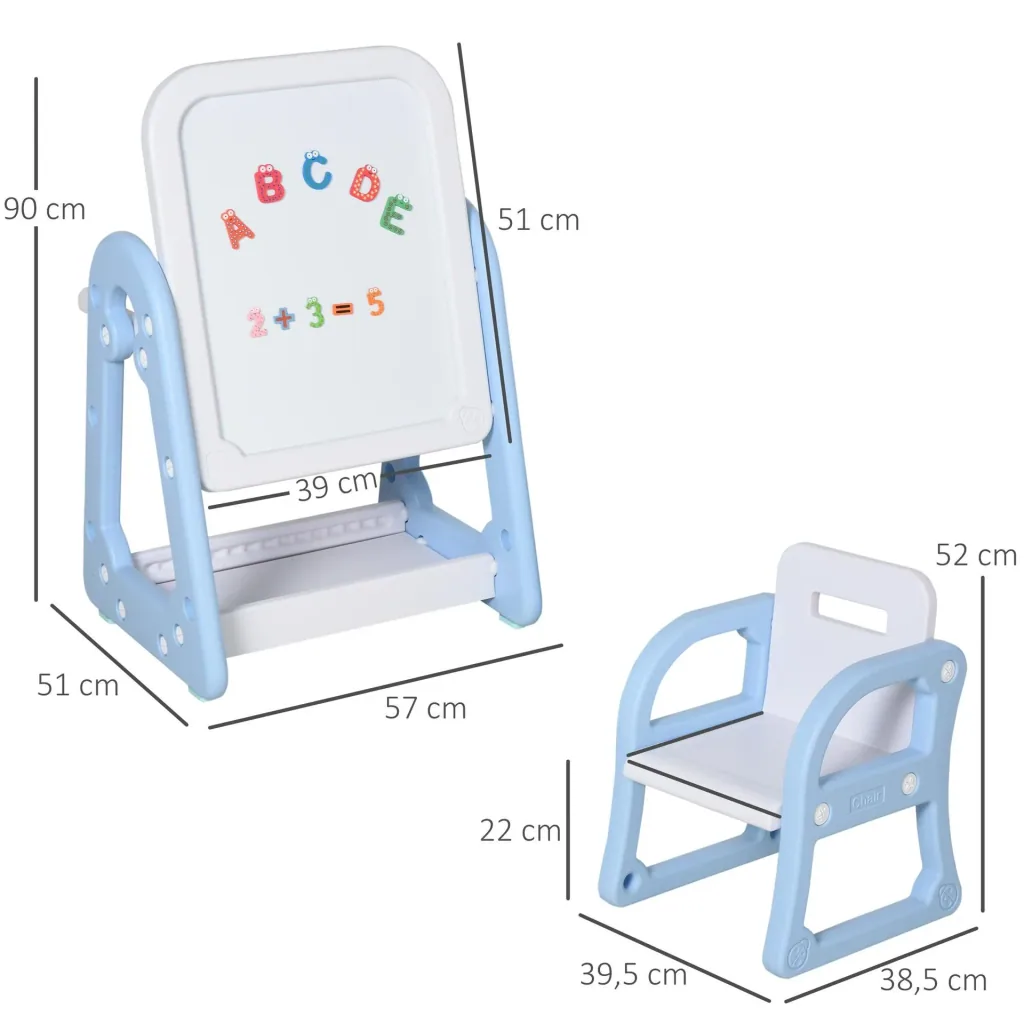 Kindertafel mit Stuhl und Malzubehör