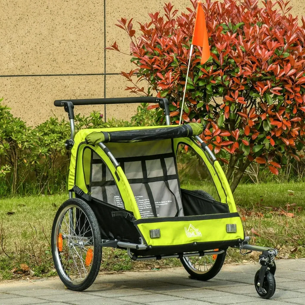 2-in1 Fahrradanhänger mit Platz für 2 Kinder grau, schwarz