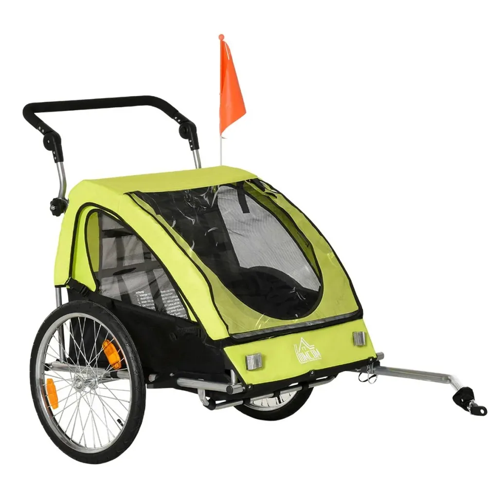 2-in1 Fahrradanhänger mit Platz für 2 Kinder grau, schwarz