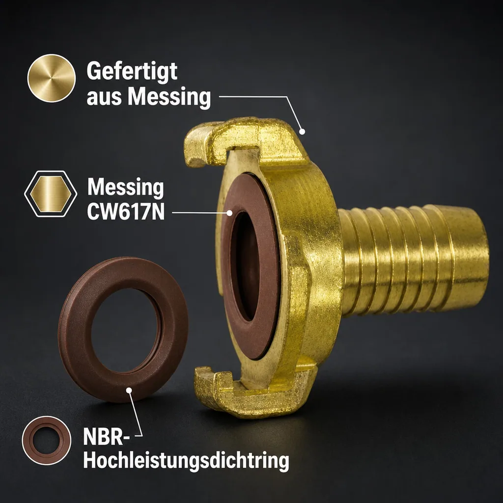 Schnellkupplung für Trinkwasser, 13mm, 1/2" Messing (GEKA kompatibel)