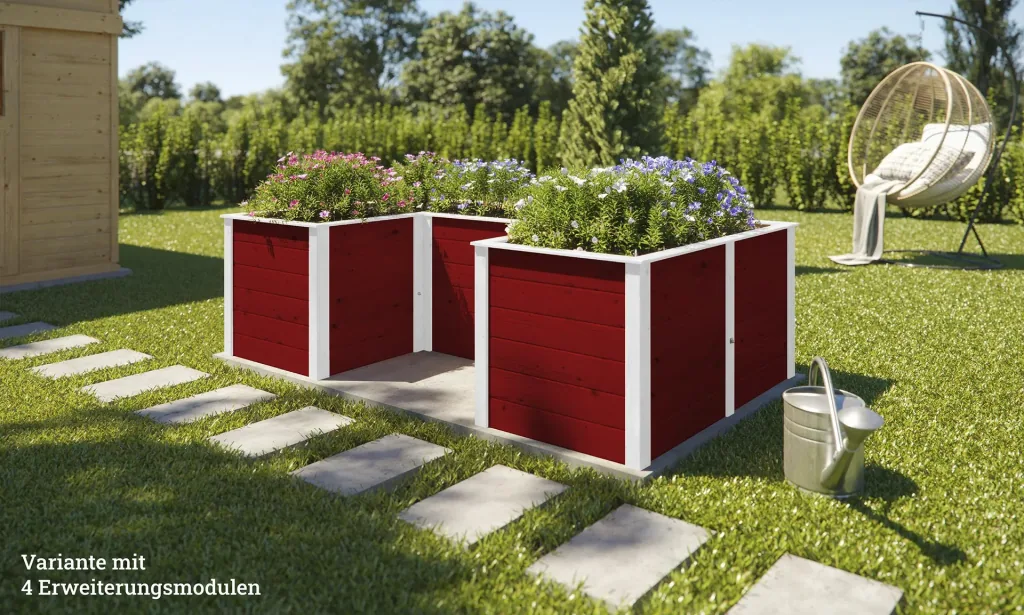 Ergänzungssatz Hochbeet Modular, Wandstärke  21 mm, rot, 67 cm