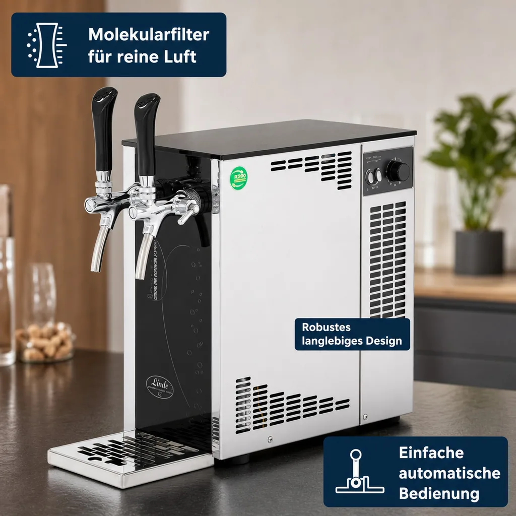 PYGMY 25/k Exclusive, 2 leitig * Trockenkühler * Bierzapfanlage * Zapfanlage ohne CO2 * Luftkompressor