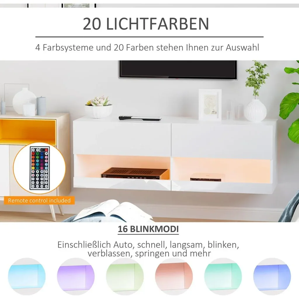 TV Board mit LED Beleuchtung weiß