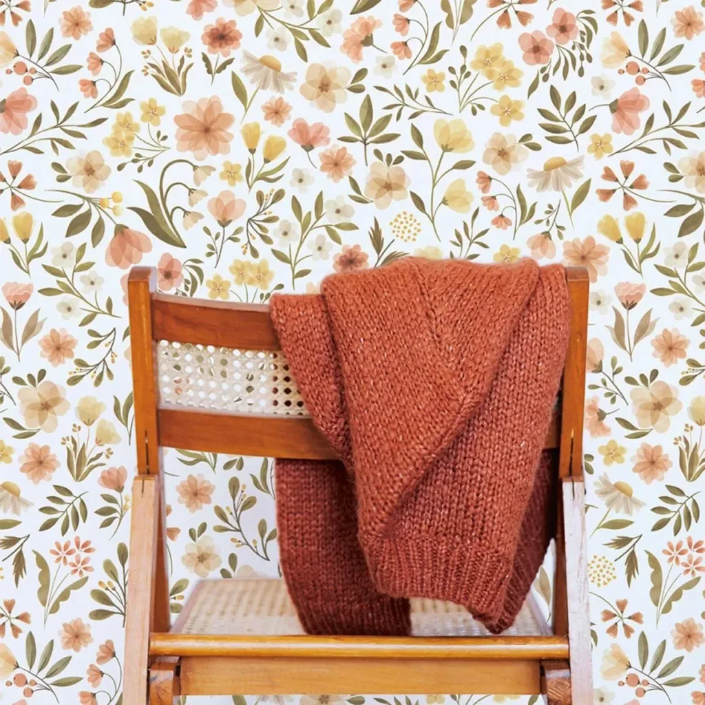 Lilipinso Tapete, Kinderzimmer Wandgestaltung, Panorama, Vintage Blumen 50 cm x 10 m