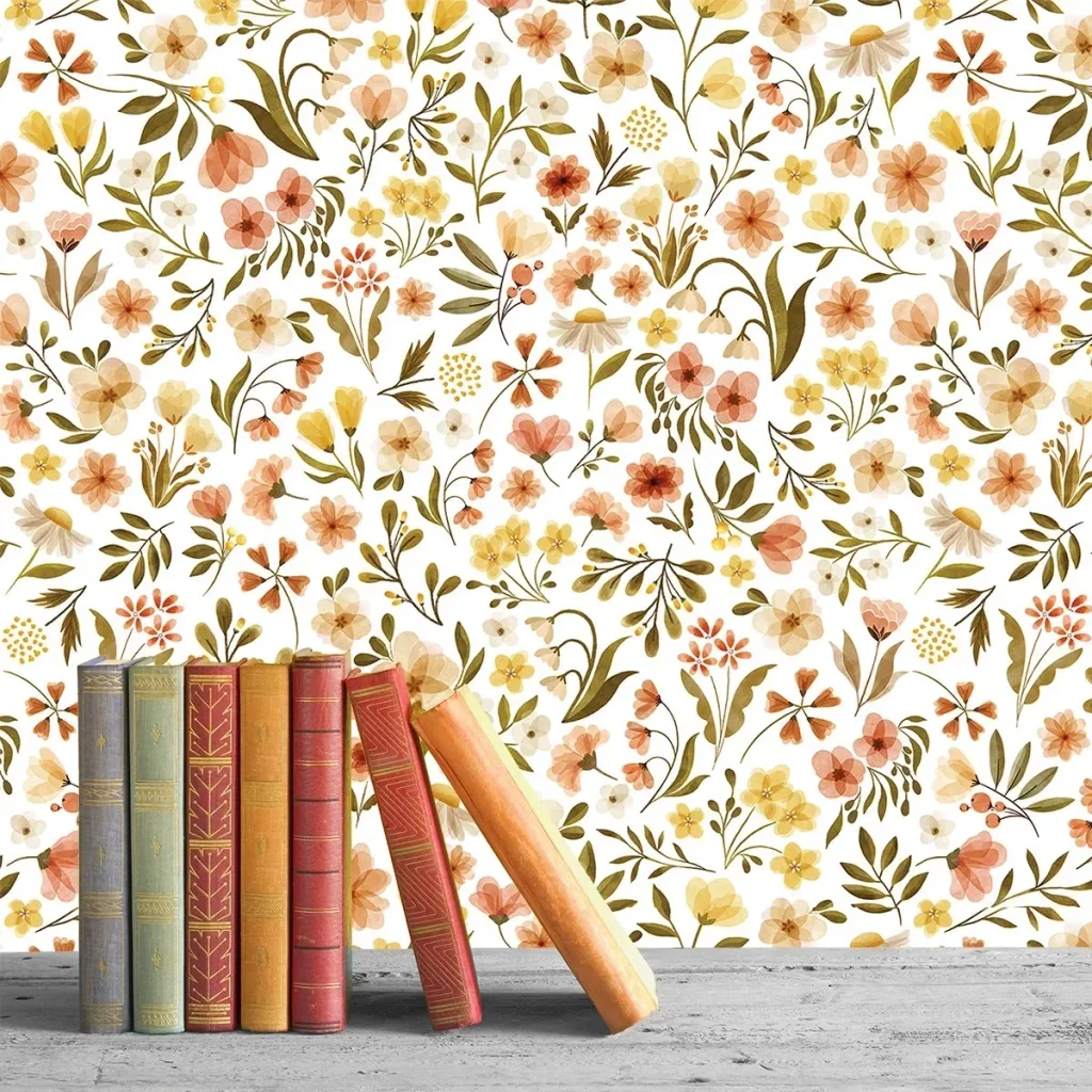 Lilipinso Tapete, Kinderzimmer Wandgestaltung, Panorama, Vintage Blumen 50 cm x 10 m