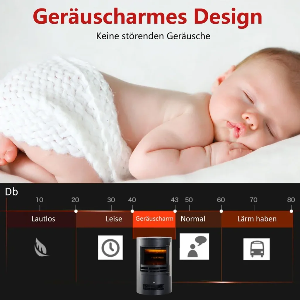 Kaminofen mit Flammeneffekt schwarz