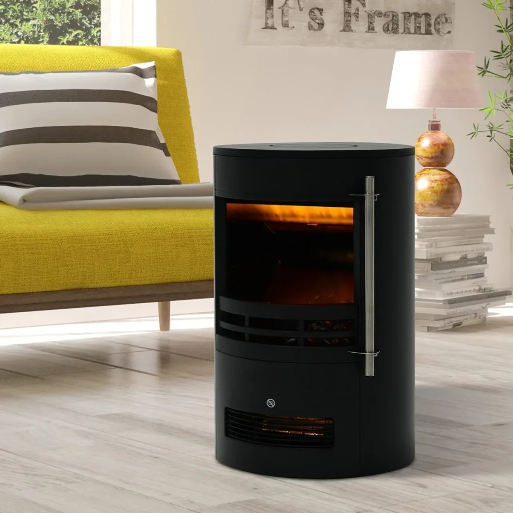 Kaminofen mit Flammeneffekt schwarz