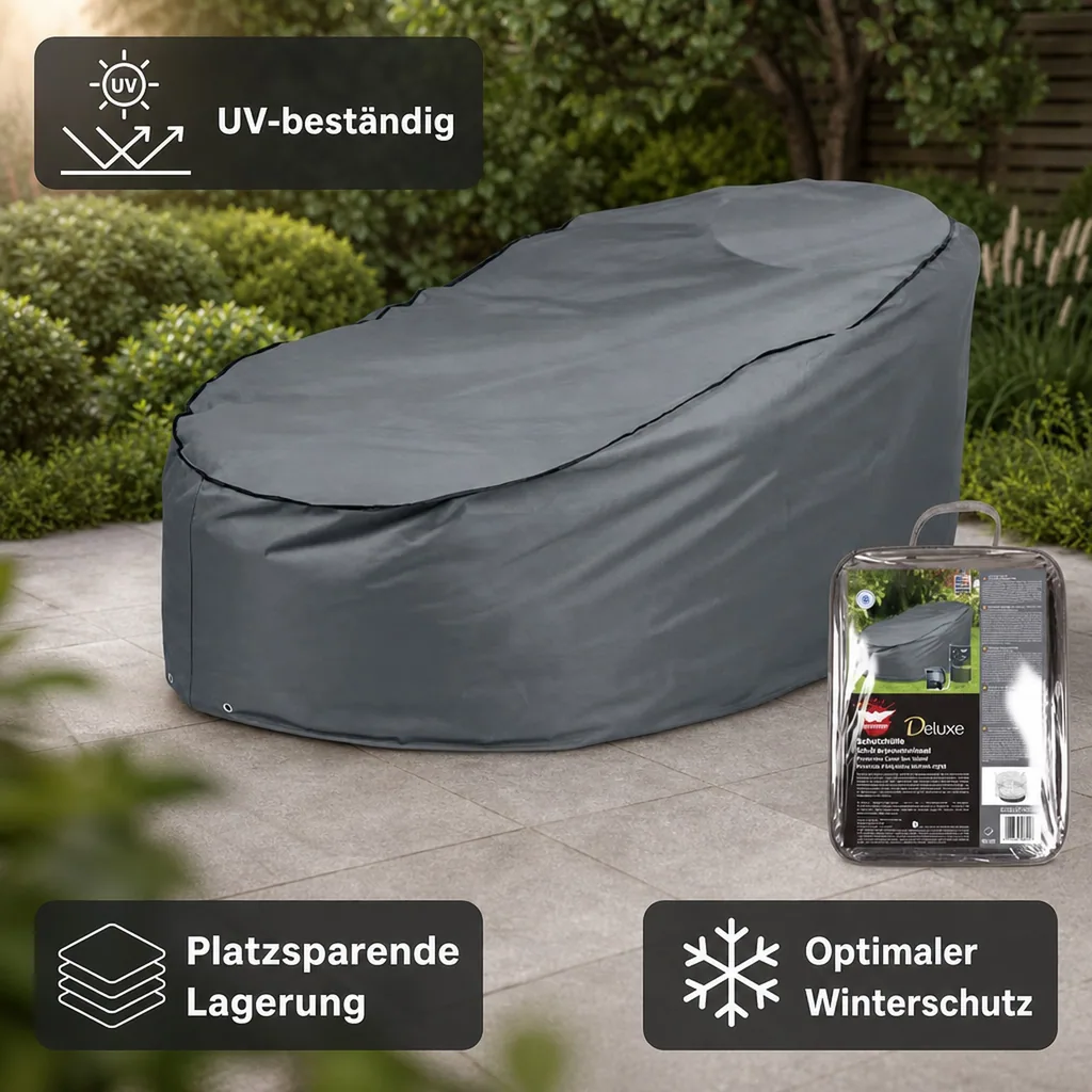 Schutzhülle Sonneninsel, Abdeckplane, Deluxe, Ø200cm, Rattan Sonneninsel Abdeckung
