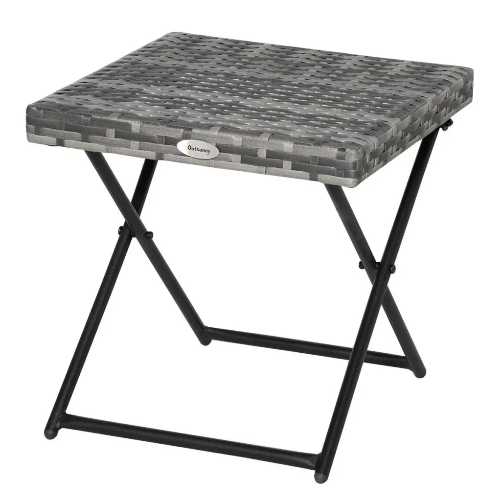 Poly Rattan Gartentisch klappbar Couchtisch Gartenmöbel Klapptisch Metall grau 40 x 40 x 40 cm