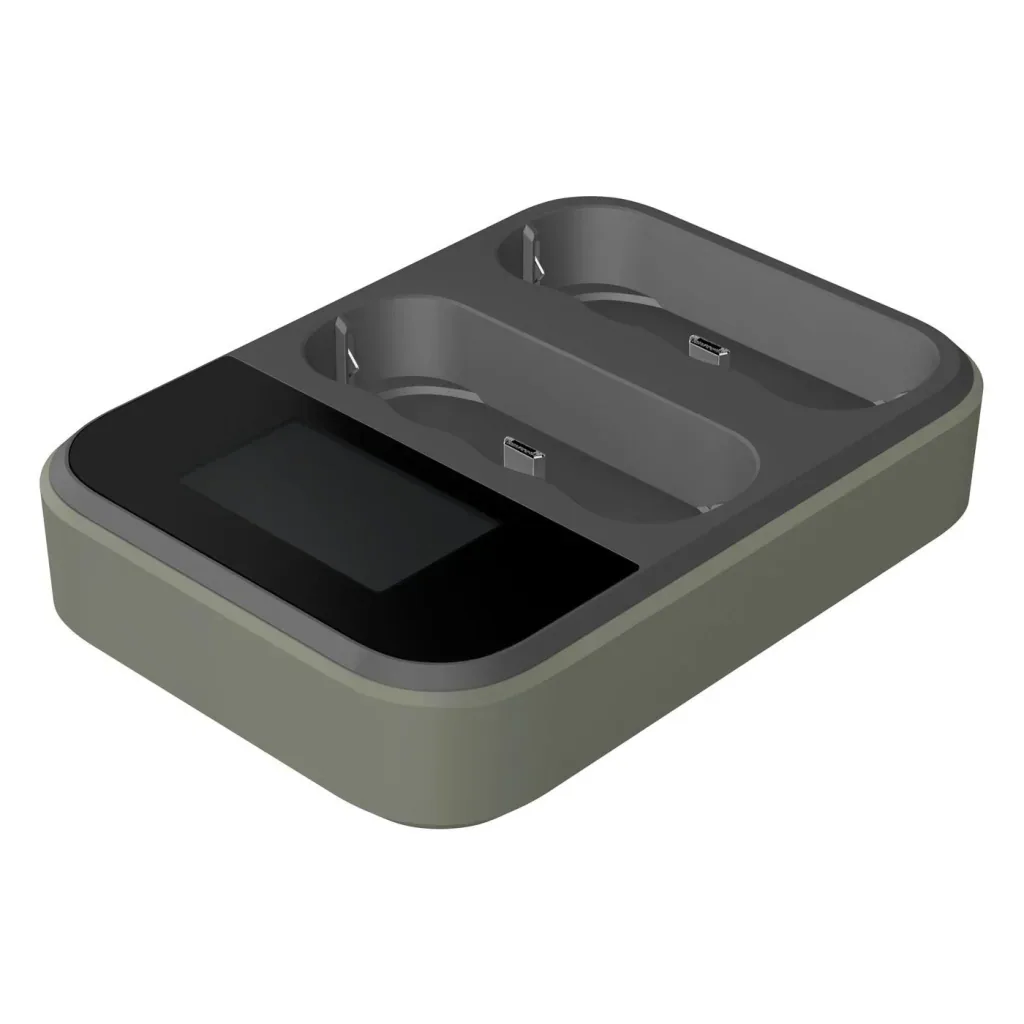 USB Schnellladegerät mit Docking Station, LCD Ladestandsdisplay für 4 AA / AAA NiMH Akkus inklusive 8 ReCyko (AA) 2600mA