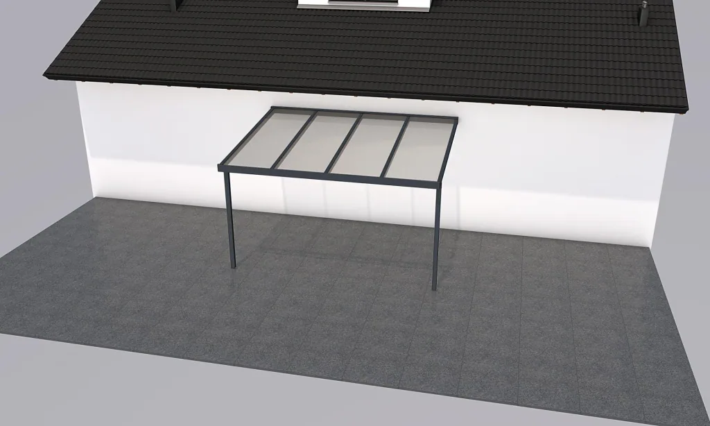 Terrassendach Premium, anthrazit, 4102 x 3060 mm - Polycarbonat Stegplatten 16 mm, klar