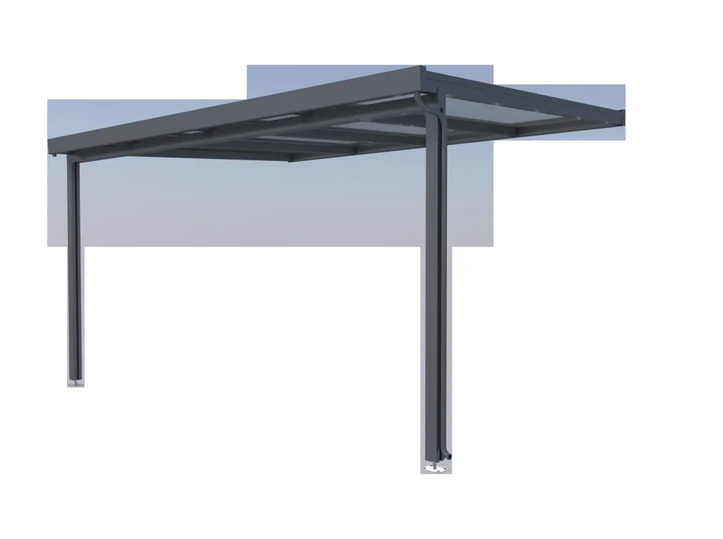 Terrassendach Premium, anthrazit, 4102 x 3060 mm - Polycarbonat Stegplatten 16 mm, klar
