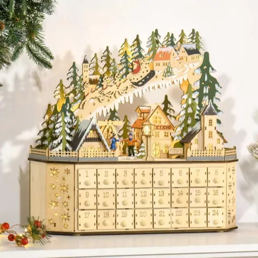 Adventskalender zum Befüllen 24 Schubladen Fächer Weihnachtskalender