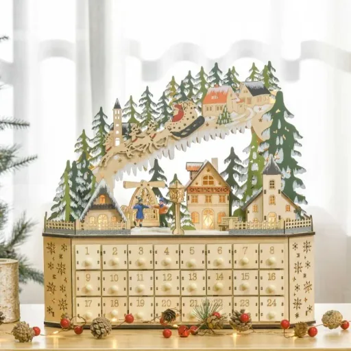 Adventskalender zum Befüllen 24 Schubladen Fächer Weihnachtskalender