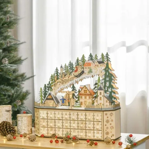 Adventskalender zum Befüllen 24 Schubladen Fächer Weihnachtskalender
