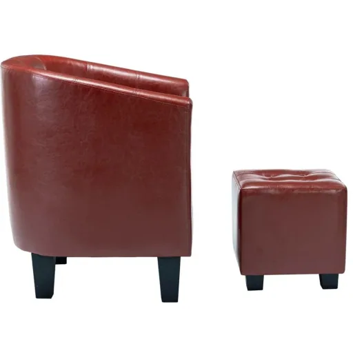Schalensitz mit Ottomane Kunstleder weinrot