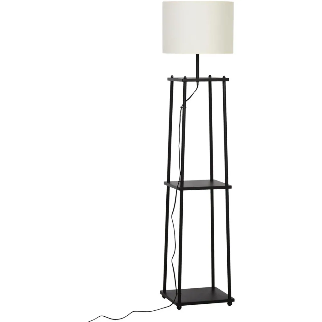 Stehlampe mit Ablagefläche Schwarz+Cremeweiß