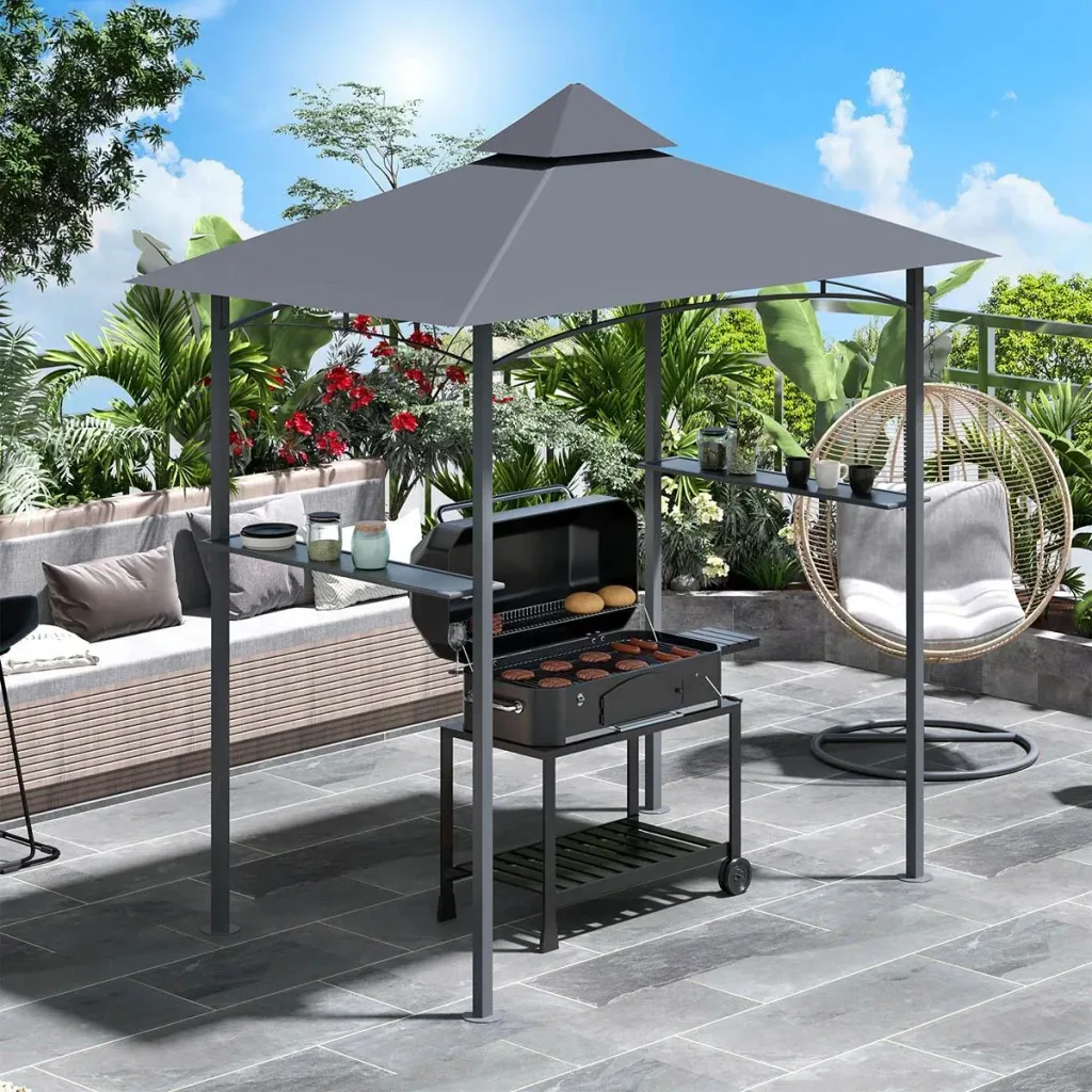 Grillpavillon mit 2 Seitenablagen aus Stahleisen