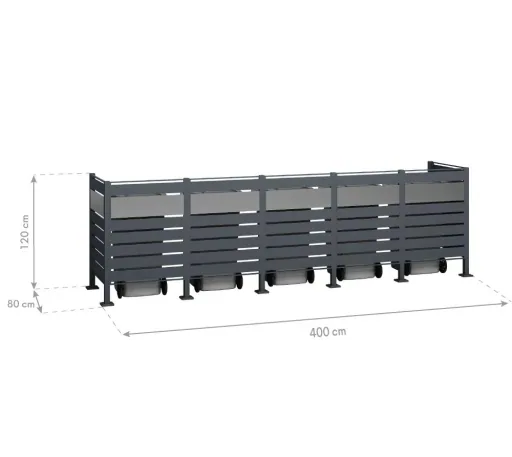 Mülltonnenverkleidung Planum 5er Box, 120 cm, antharzit
