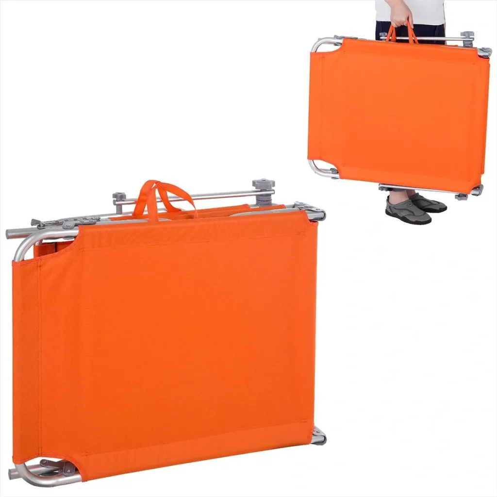 Liegestuhl 'Ibiza' mit Schiebedach Aluminium orange 190 x 59 x 29cm