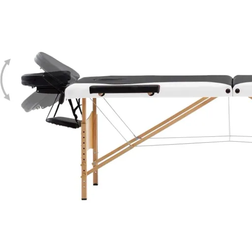 Klappbarer Massagetisch 3 Zonen Holz schwarz und weiß