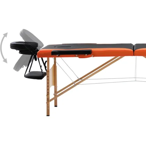 Klappbarer Massagetisch 2 Zonen Holz schwarz und orange