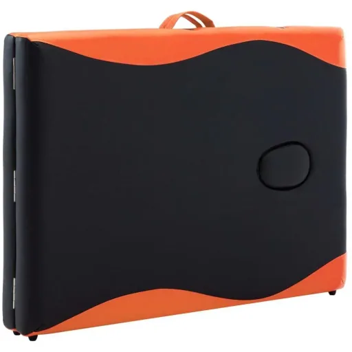 Klappbarer Massagetisch 2 Zonen Holz schwarz und orange