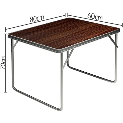Klappbarer Campingtisch Holzoptik Aluminium 80x60x70cm