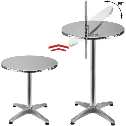 Barttisch aus Edelstahl, höhenverstellbar und faltbar, Ø 60 cm