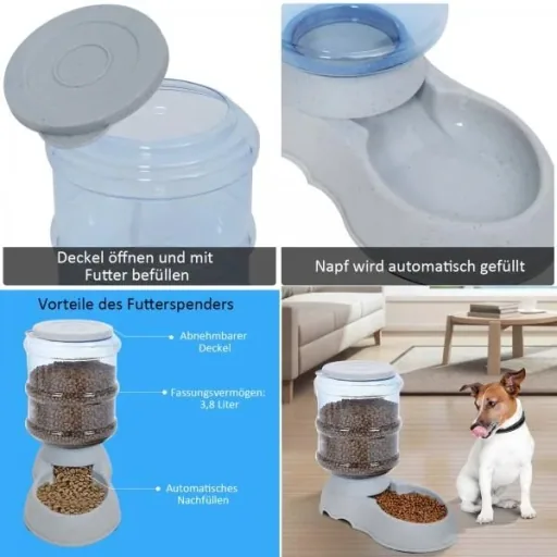 Futterautomat Hundefutter Katzenfutter 3,8 Liter Kunststoff