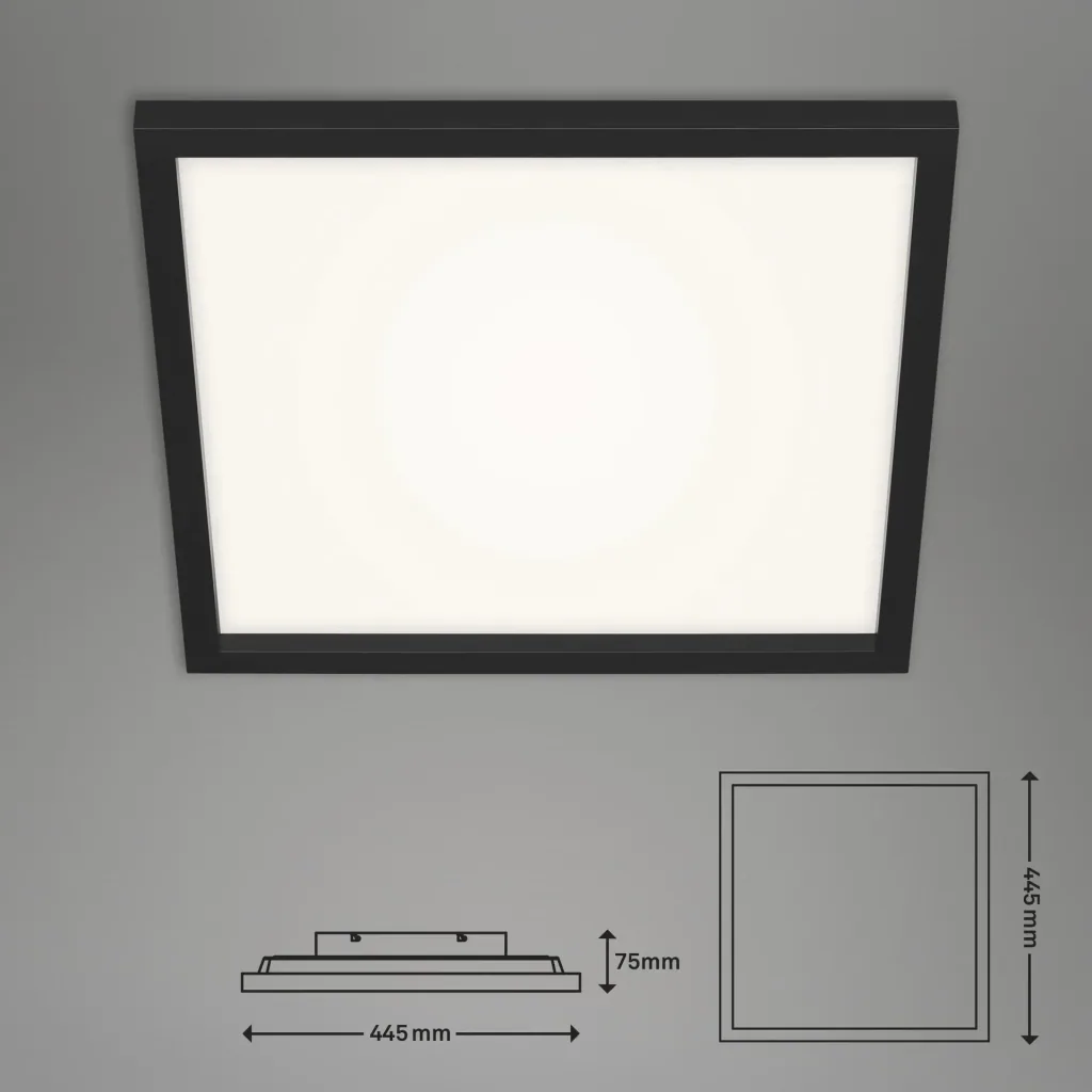 LED Deckenleuchte, viereckig, 44,5 cm CCT, 24 Watt, schwarz
