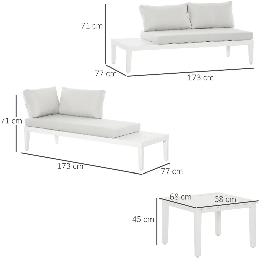 3-teiliges Gartenmöbel-Set mit Bei