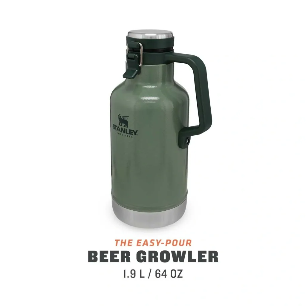 Classic Vakuum Beer Growler 1,9 l, 18/8 Stahl, Hammertone grün, doppelwandige Vakuumisolierung