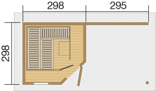 Saunahaus 28 mm SALO 2 schwedenrot/weiß mit Lounge 300 cm, ohne Ofen