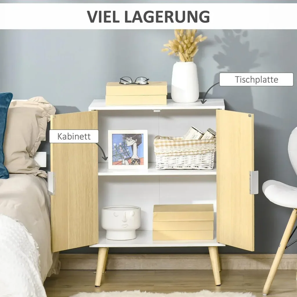 Sideboard Kommode Beistellschrank mit 2 Einlegeboden Lagerschrank Aufbewahrungsschrank Küchenschrank Nachtschrank verste