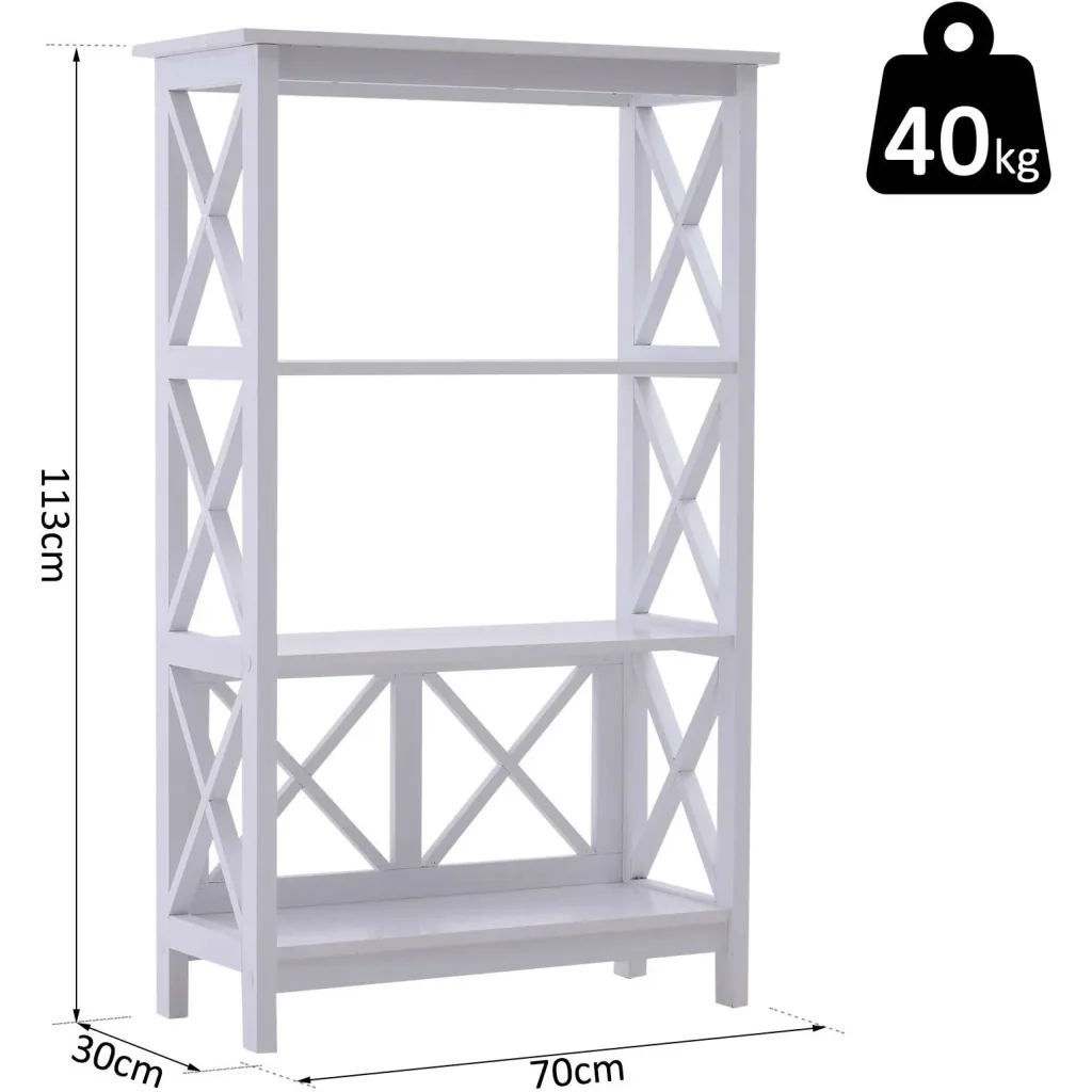 Standregal Bücherregal Dekoregal 3 Fächer offen MDF Weiß 70 x 30 x 113 cm