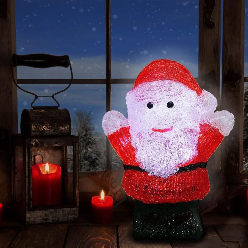Weihnachtsmann LED Figur - mit Batterien - 14x9x18Cm