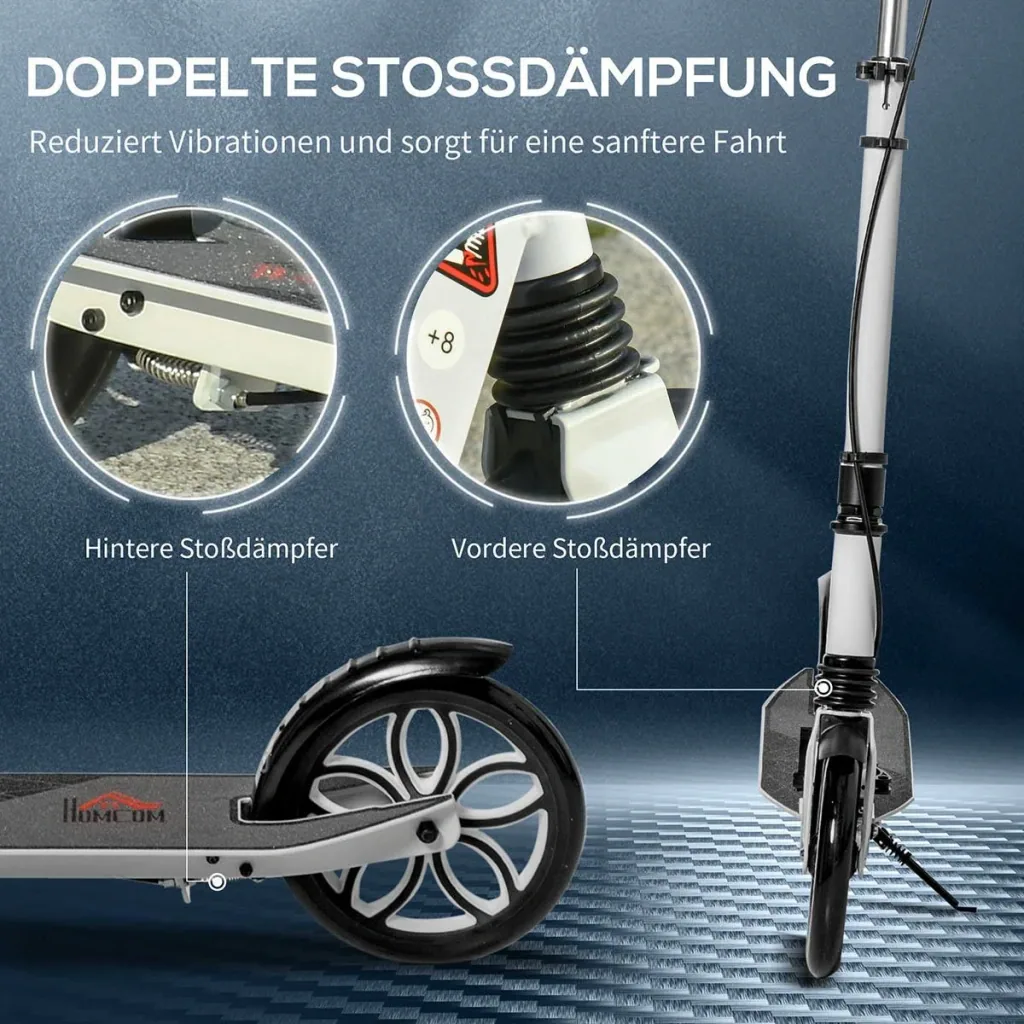 Scooter Kickscooter faltbar Roller Tretroller mit 200 mm rutschfesten Reifen für Erwachsene Kinder Teenager ab 14 Jahren