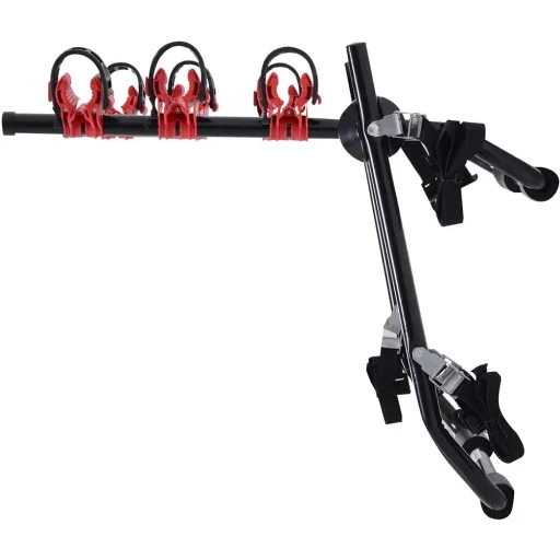 Fahrradträger Fahrradheckträger für 3 Fahrräder Heckträger faltbar Metall + Kunststoff Schwarz + Rot
