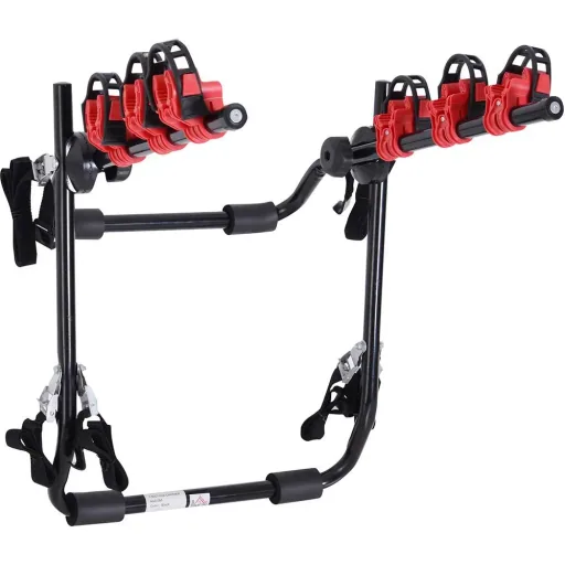 Fahrradträger Fahrradheckträger für 3 Fahrräder Heckträger faltbar Metall + Kunststoff Schwarz + Rot