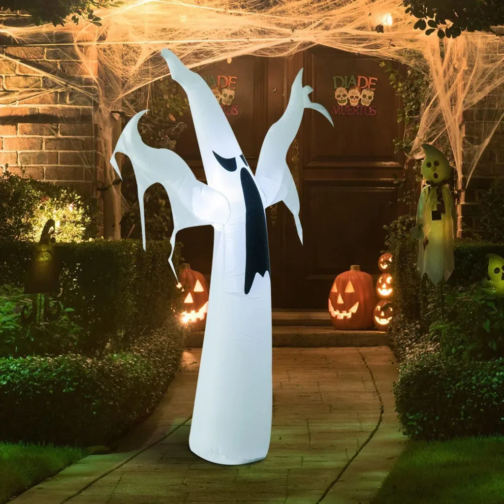 Halloween Dekoration Selbstaufblasender Geist LED Beleuchtet Weiß