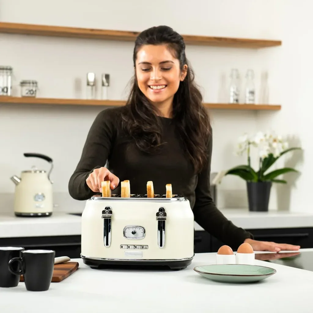 Retro SET - Toaster 4 Scheiben + Wasserkocher 1.7L - Weiß