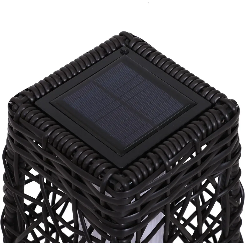 Solarlampe Rattan Gartenlampe Wegbeleuchtung Lichtsensor automatisch wasserdicht kaffeebraun L19 x B19 x H68 cm