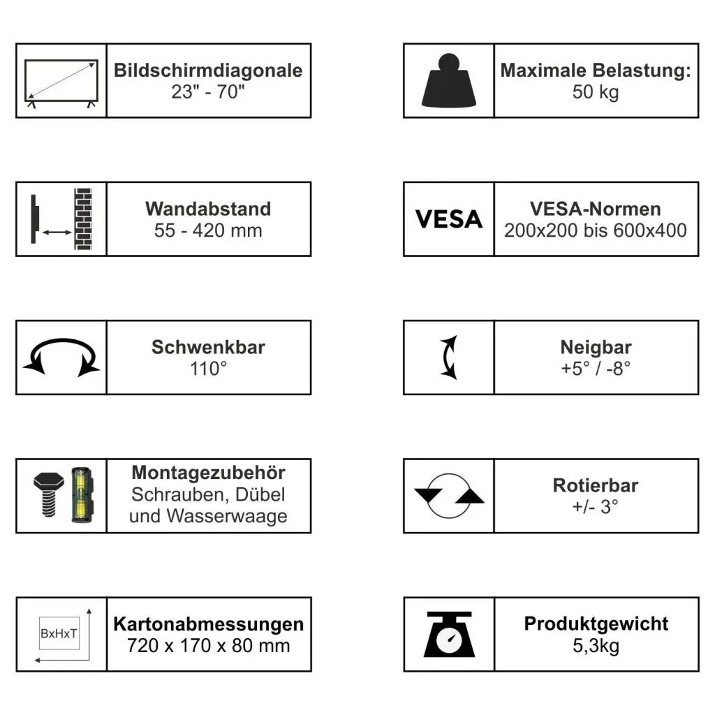 Motion LCD TV Wandhalter  23-70 Zoll