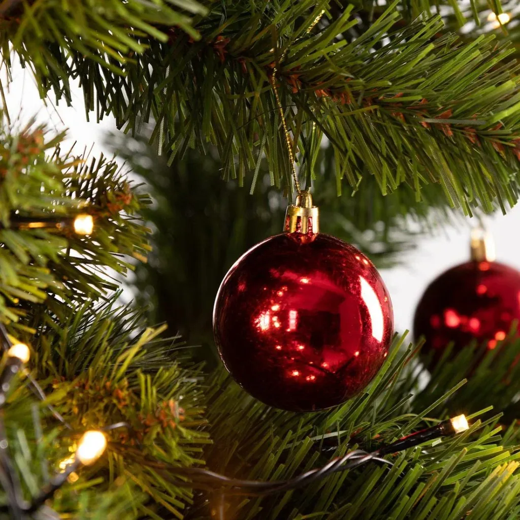 Weihnachtskugeln - Christbaumbeleuchtung - Christbaumschmuck - 24er Set Rot