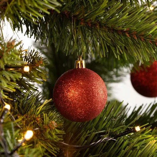 Weihnachtskugeln - Christbaumbeleuchtung - Christbaumschmuck - 24er Set Rot