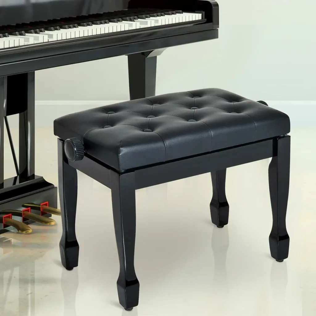 Klavierhocker Klavierbank Kosmetikhocker höhenverstellbar Hocker Üben von Musikinstrumenten Massivholz Kunstleder Schwar