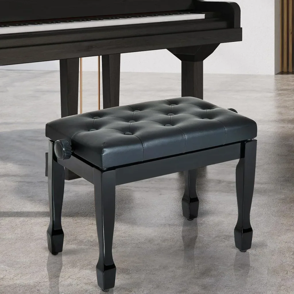 Klavierhocker Klavierbank Kosmetikhocker höhenverstellbar Hocker Üben von Musikinstrumenten Massivholz Kunstleder Schwar